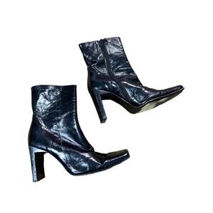 Vintage Equipe Italian Leather Square Toe Boots 3" Heel Size 36 Matrix Old Money